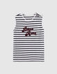 Tee-shirt gris chiné rayé broderie bouclette Femme-6