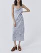 Women’s blue bandana print midi dress with straps-1