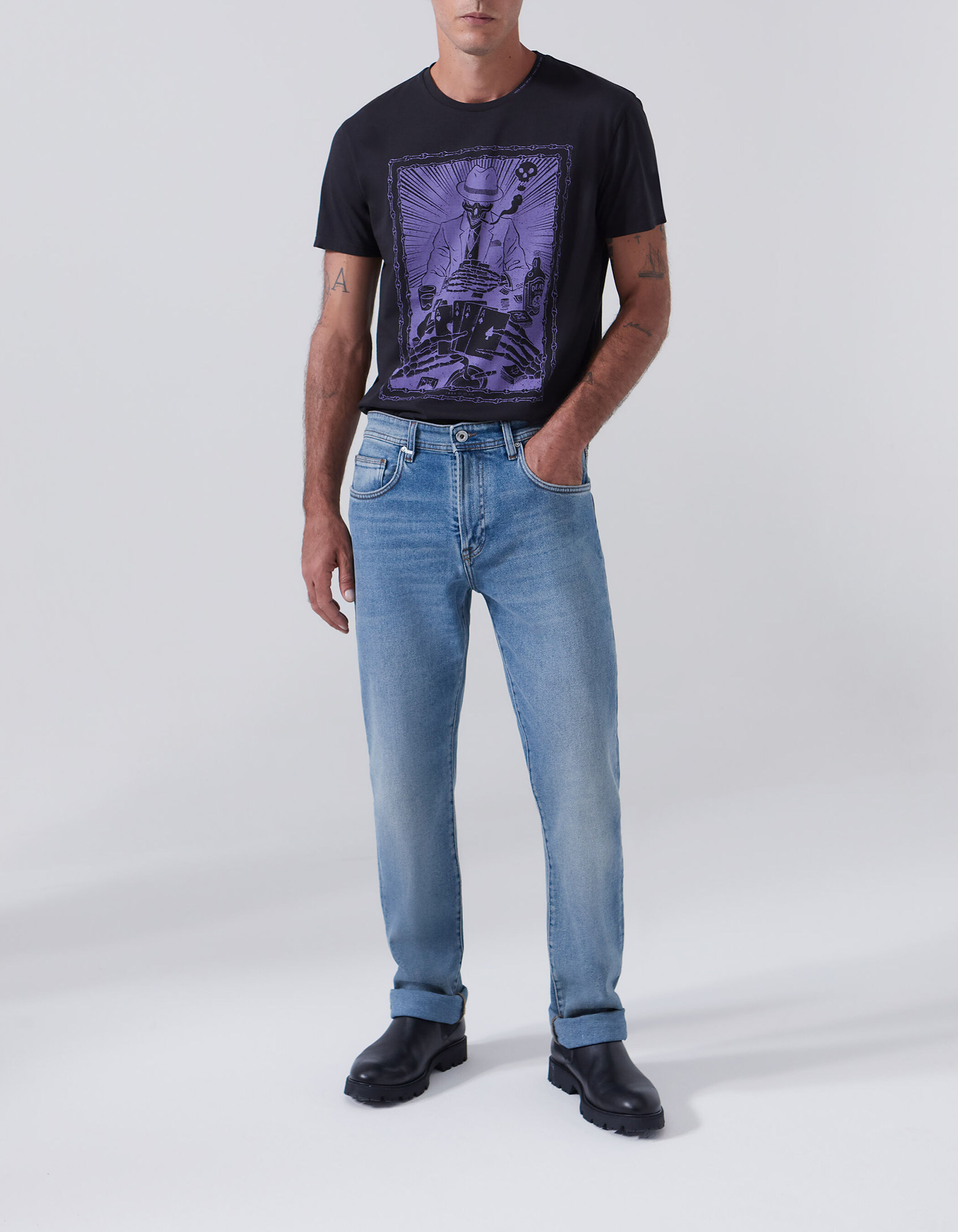 DENIM MOCK NECK H/S TEE / INDIGO Lサイズ DENIM MOCK NECK H/S TEE / INDIGO Lサイズ