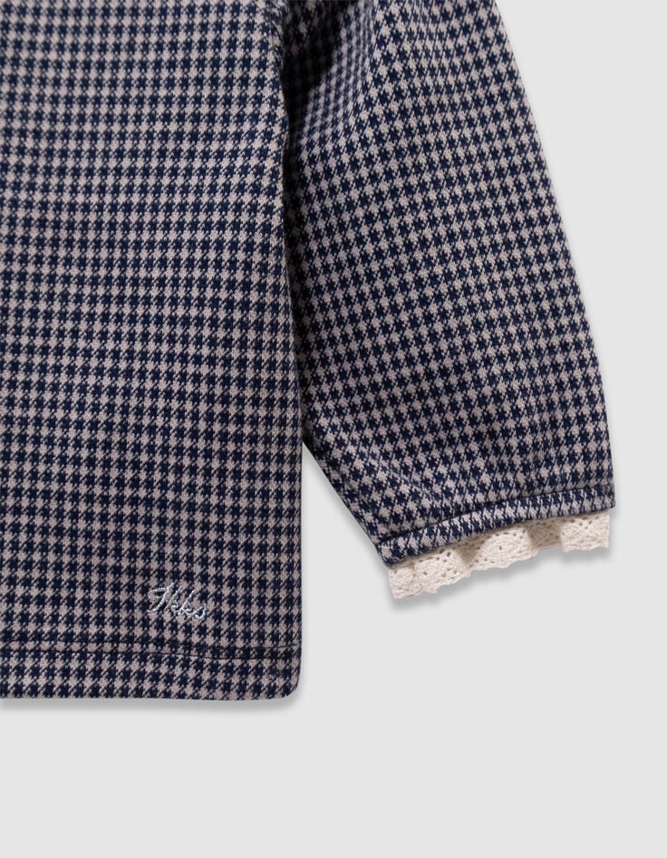 Marine blouse pied-de-poule kanten kraag babymeisjes-4 Marine blouse pied-de-poule kanten kraag babymeisjes-4