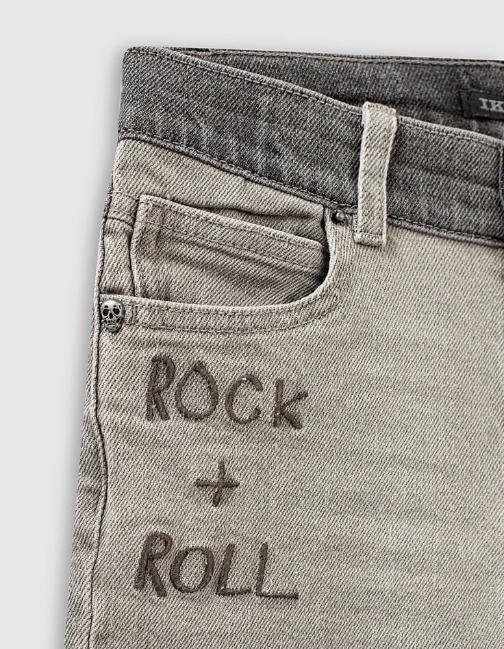 Jeansbermuda bleach grey biokatoen geborduurd jongens -3