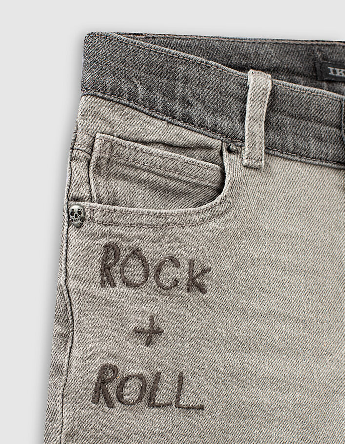 Jungen-Jeans-Bermudas, Bio-BW, Stickmotive, Bleach Grey  - IKKS