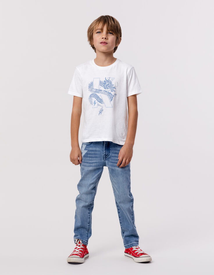 T-shirt blanc coton bio dragon-K garçon-7