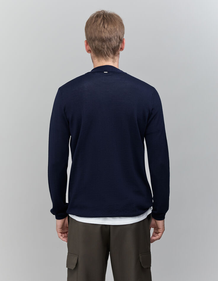 Jersey de cuello alto azul marino para hombre-3