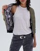 Chaqueta corta caqui cuello alto  mujer-4
