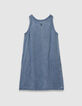 Robe chasuble en jean bleu fille-2