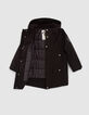 Schwarzer Jungen-Parka mit Kapuze mit Steppfutter-2