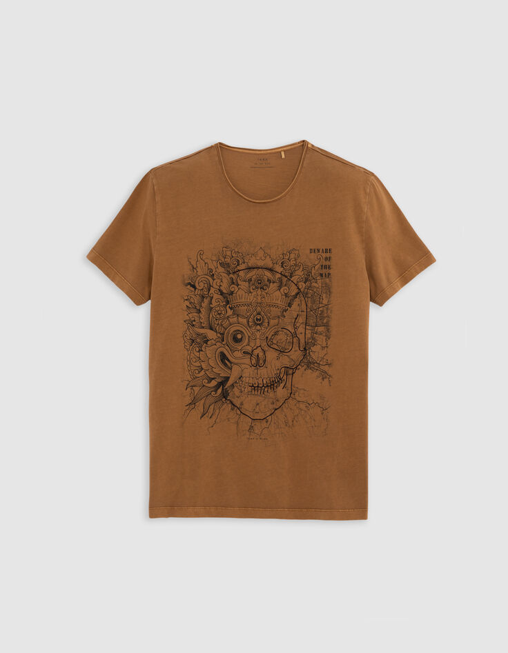 Camiseta azafr&aacute;n algod&oacute;n calavera m&aacute;scara hombre-5