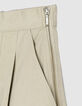 Beige midirok met plooidetail Dames-9
