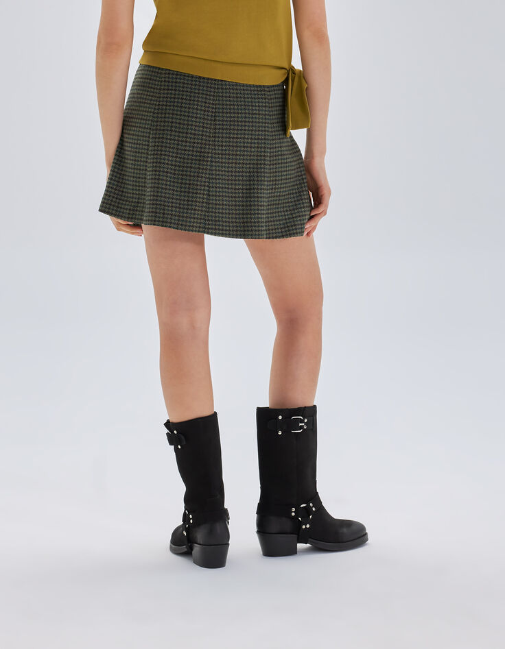 Women’s lichen check motif skater skirt-3