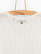 Cremeweißer Mädchenpullover mit Ajour-Strick-5