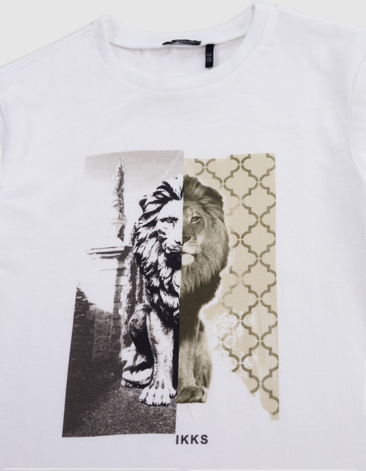 T-shirt blanc visuel lion garçon-3