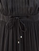 Vestido largo satén negro pliegues mujer-4