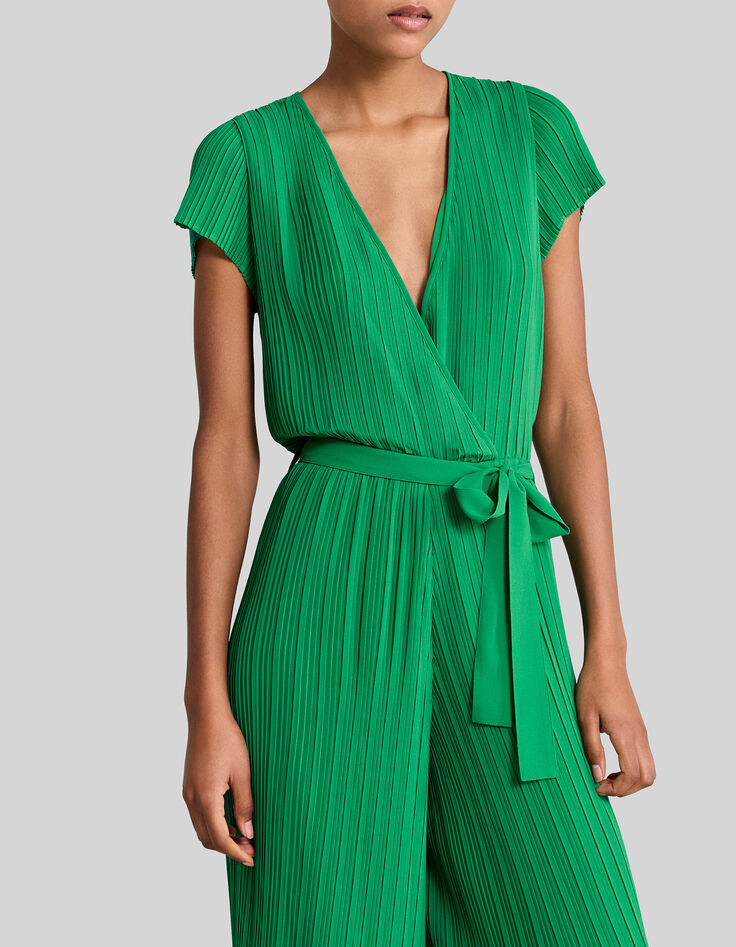 Muntgroene jumpsuit geplooid Dames-2
