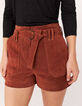 Short taille mi-haute en cuir de chèvre velours femme-1