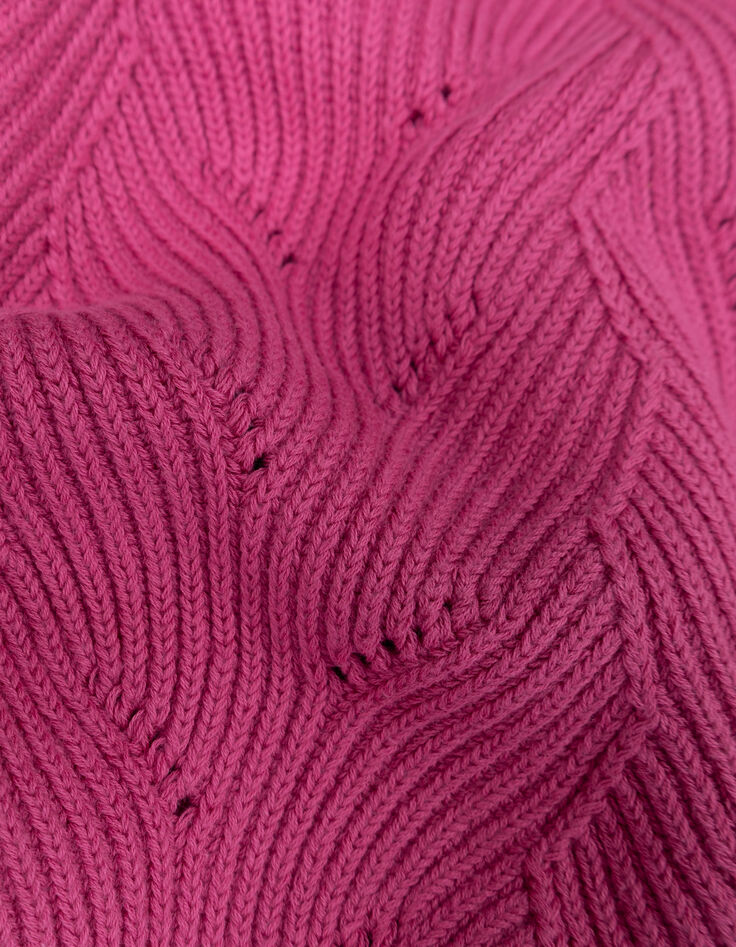 Pull sans manches rose tricot fantaisie volants fille-8