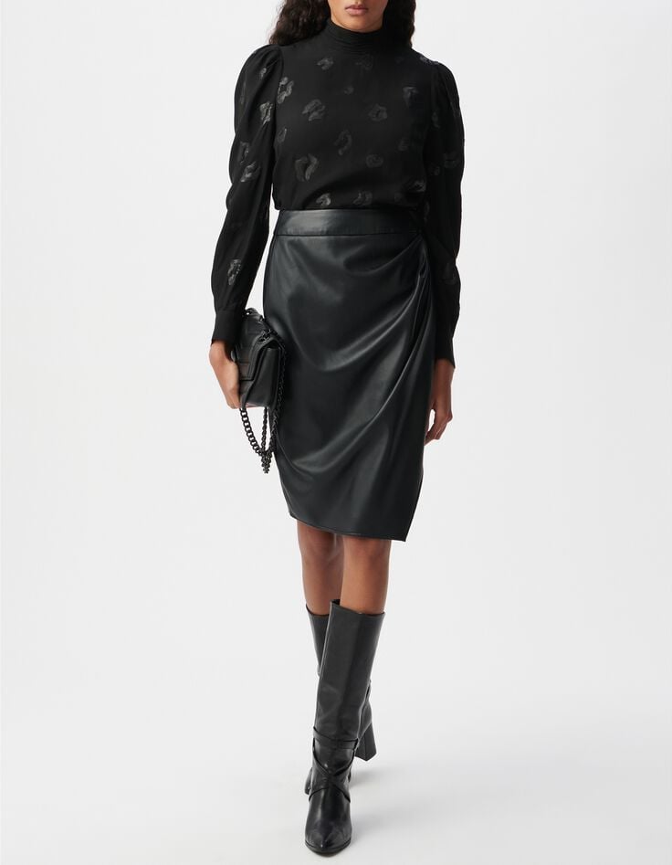 Jupe crayon noire forme portefeuille Femme-7