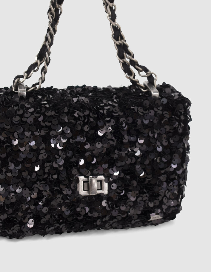 Schwarze Paillettenhandtasche für Mädchen-4