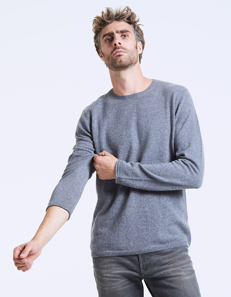 Pull gris 100% cachemire Homme-4