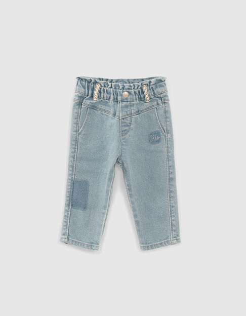 Baby girls’ blue elasticated waist jeans