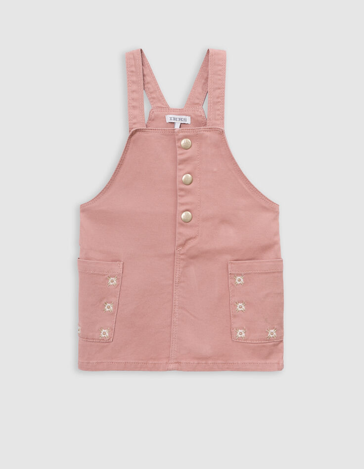 Ensemble robe-salopette rose et T-shirt écru bébé fille-7