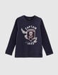 Boys’ navy pirate flag image T-shirt-1