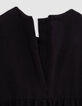 Girl's black sequined embroidered heart dress-8