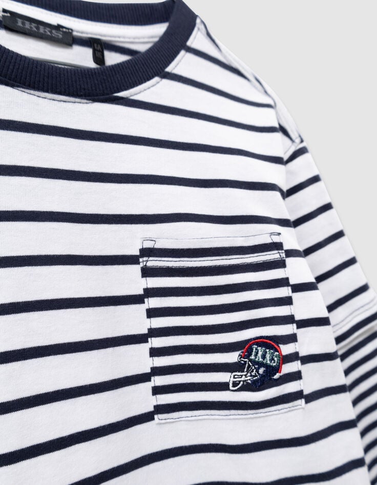 Boys’ organic cotton sailor T-shirt, trompe l’oeil sleeves-7 Boys’ organic cotton sailor T-shirt, trompe l’oeil sleeves-7