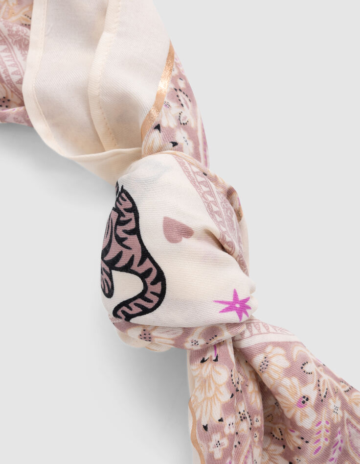 Roze vierkante sjaal met paisleyprint voor meisjes-3