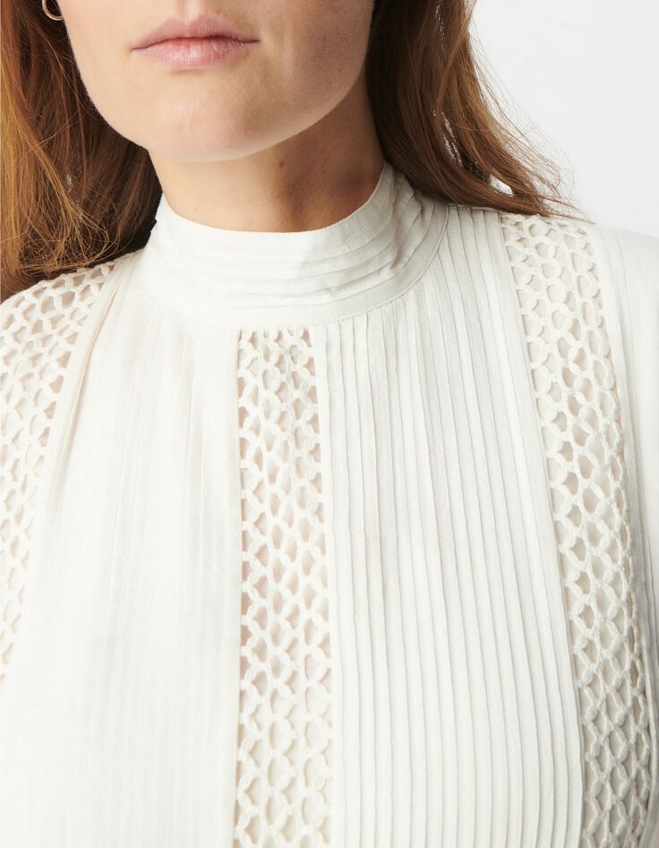 Off-white organic cotton blouse with trimmings Women-5