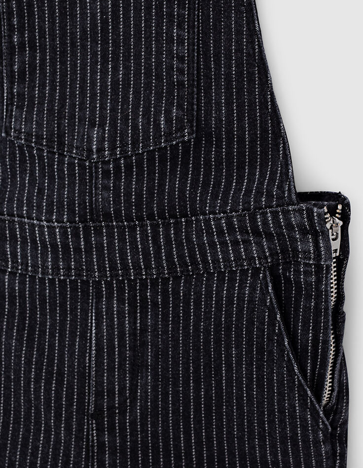 Graue M&auml;dchenlatzhose aus Jeansstoff mit Tennisstreifen-5