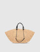 Beiger Damenkorb 1440 aus Raphiabast mit Ledertasche-3