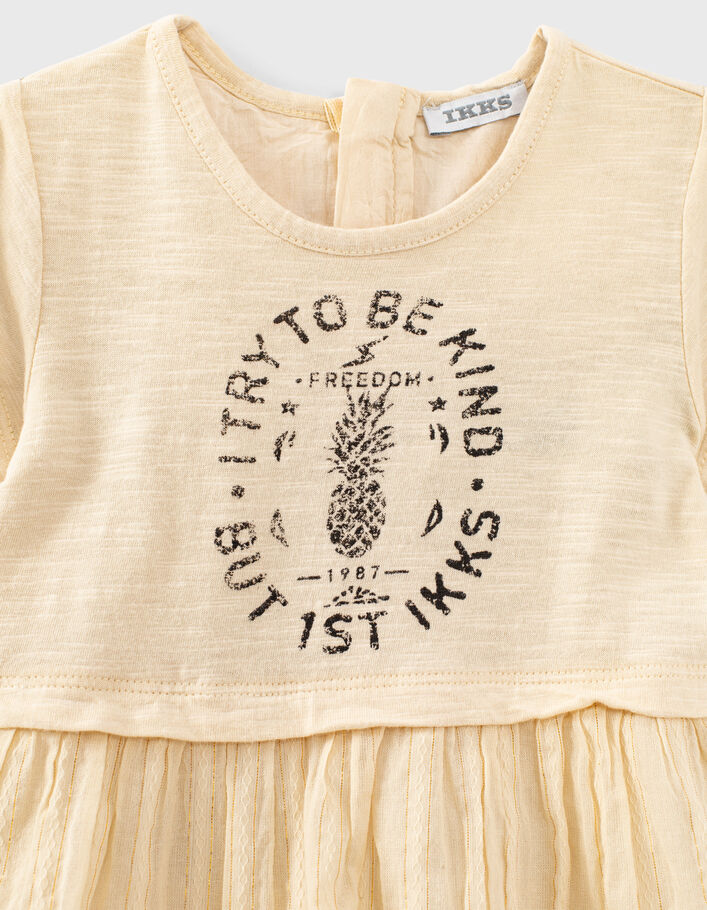 Robe jaune blé bi matière avec bloomer bébé fille-4