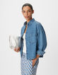 Chemise en jean bleu cropped Femme-4
