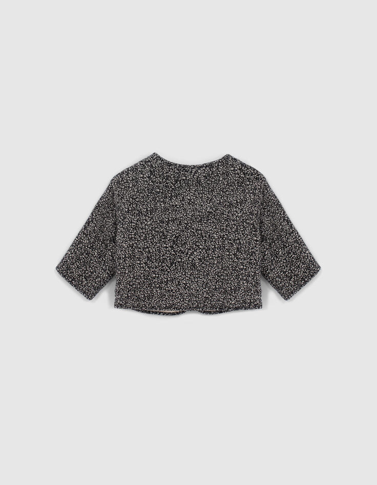 Cardigan réversible noir tachiste et écru bébé fille-5