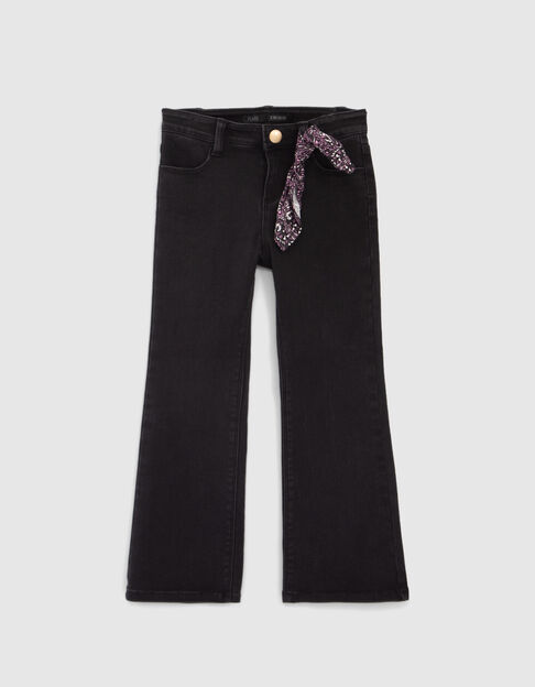 Mädchen-FLARE-Jeans schwarz, Kaschmir-Schleifenprintmotiv 