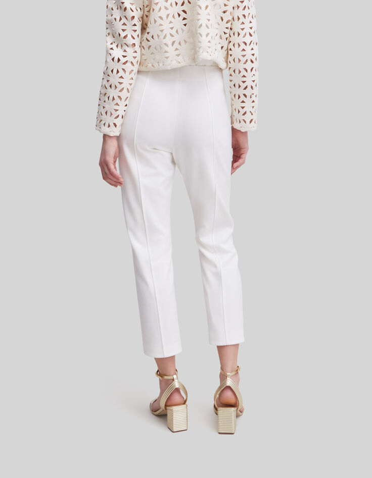 Women's white suit trousers with microbeading-4