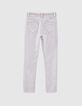 Mädchen-Skinny-Jeans in Light Grey mit Borte an der Taille-3