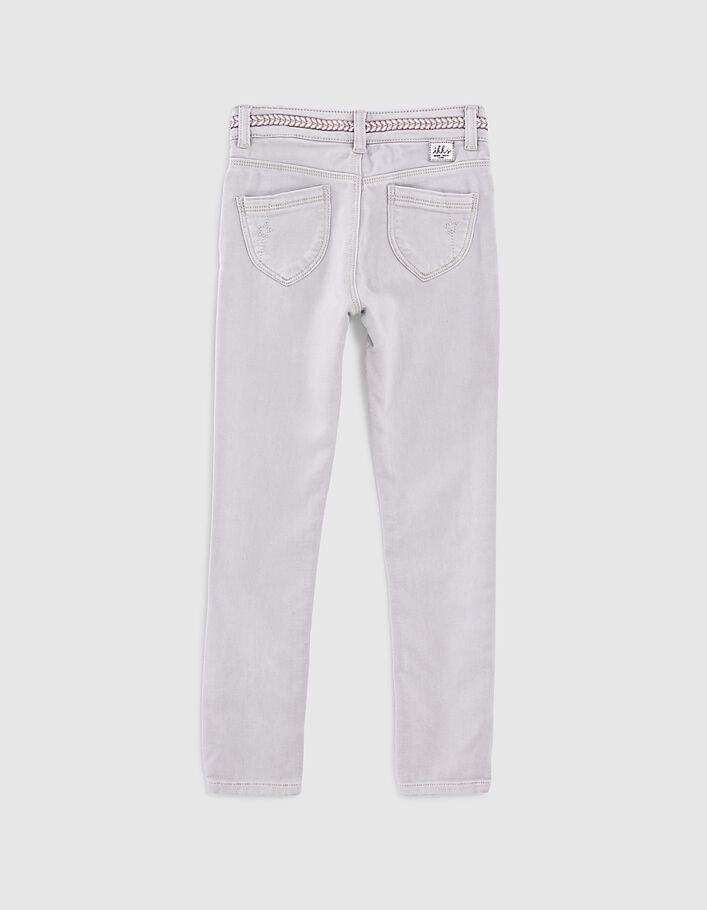 Mädchen-Skinny-Jeans in Light Grey mit Borte an der Taille - IKKS