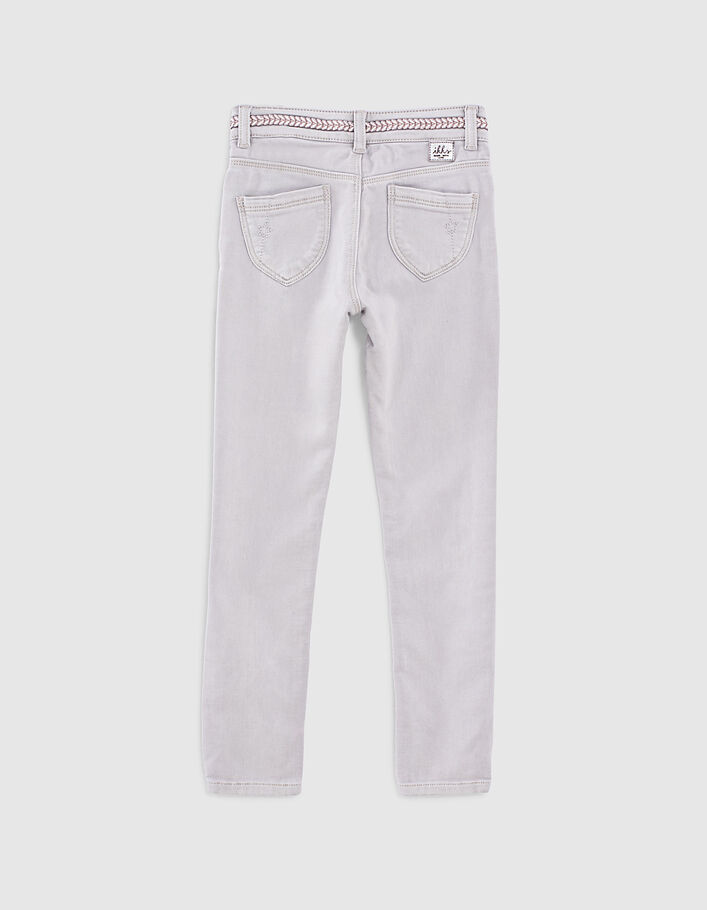 Mädchen-Skinny-Jeans in Light Grey mit Borte an der Taille-3