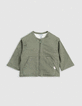 Embroidered khaki jacket with removable sleeves for girls-1