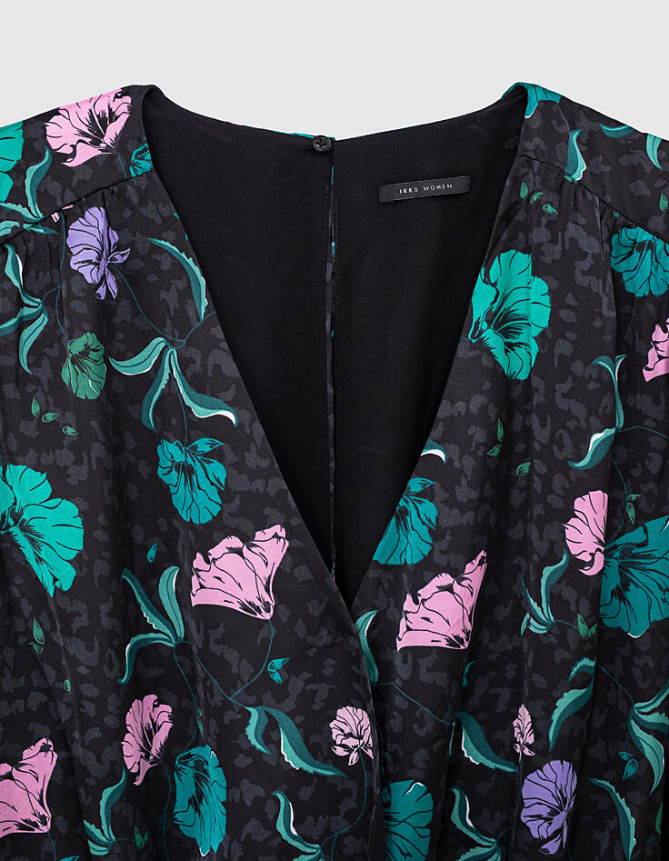 Women&rsquo;s floral print gathered fitted dress-3