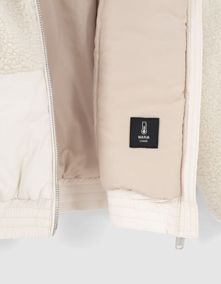 Girls’ light beige mixed-fabric padded jacket - IKKS