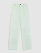 Pantalon de tailleur vert mix lin coton Femme-6