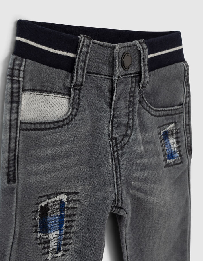 Light grey jeans knitlook met patches babyjongens  - IKKS