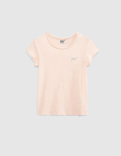 Tee-shirt rose poudré essentiel en coton bio fille - IKKS