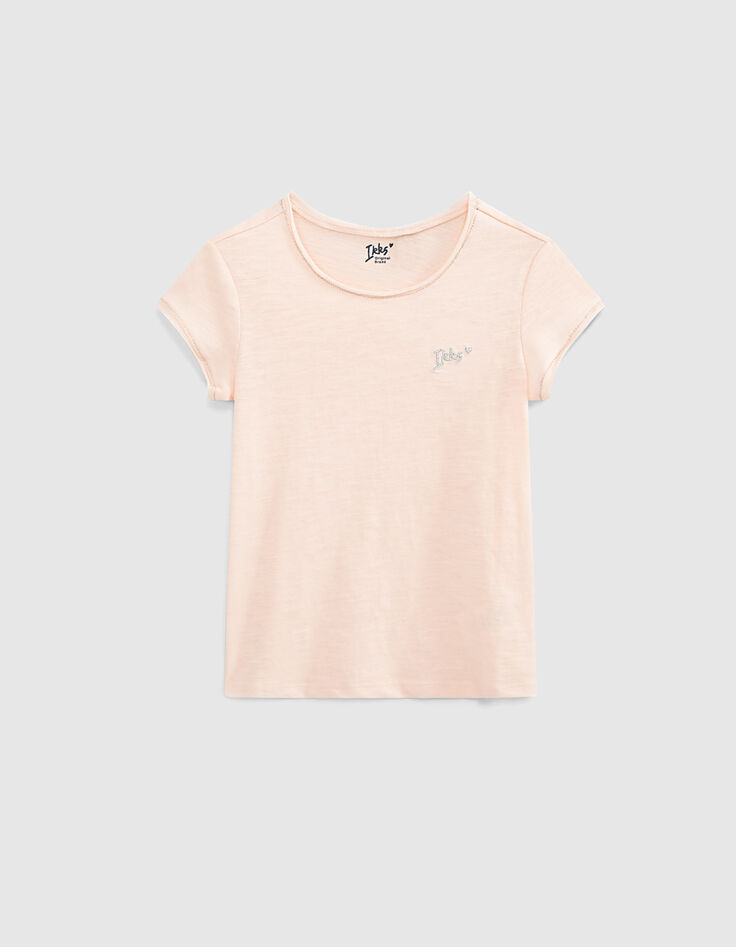 Camiseta rosa polvoroso Essentiel niña algodón-1