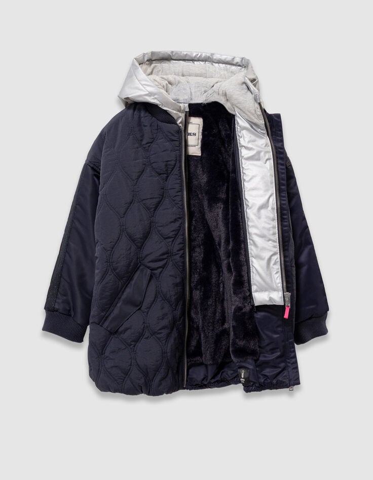 Manteau marine matelassé parementure amovible fille-7