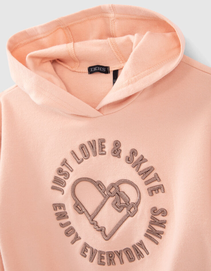Girls’ khaki hoodie with gathered cuffs-2