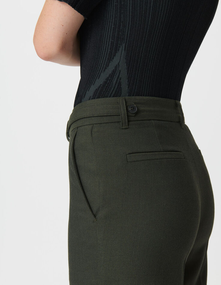 Women’s khaki micro-herringbone suit trousers-5